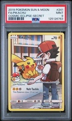 2019 Pokemon Sun & Moon Cosmic Eclipse Pikachu #241 Fa Secret PSA 9 - Image 1 of 2