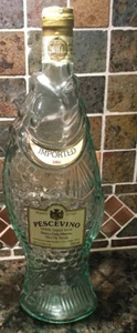 VINTAGE 13” FISH Sculptured Shaped Green Glass Wine Bottle Empty Pescevino 1986 - Picture 1 of 5