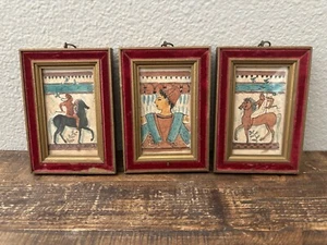 Vintage Miniature Ornate Gold Red Velvet With Horsemen & Young Man - Picture 1 of 6