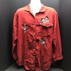 Disney Damen XL Button-Down Shirt Langarm Weihnachten Stickerei Feiertage - Bild 1 von 20