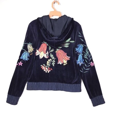 Sudadera con Capucha Escada Sport Terciopelo Cremallera Completa Bordada Decorada Mujer Talla XS Foto 1 de 4