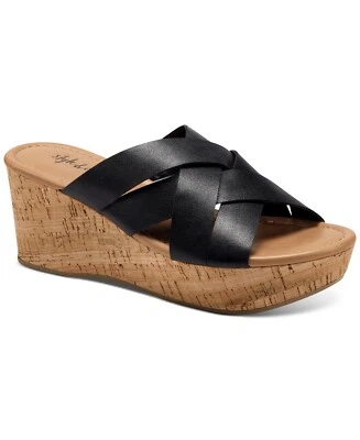 Sandalias de cuña Style & Co violeta deslizables, negras, talla 10M Foto 1 de 4