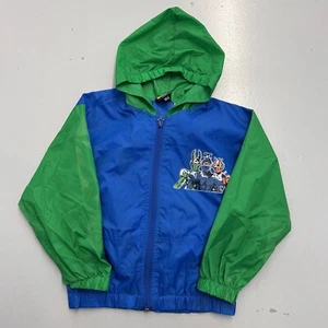 VTG 90s Beetleborgs TV Full Zip Up Backpack Windbreaker Jacket Boys Size M 5/6 - Picture 1 of 12