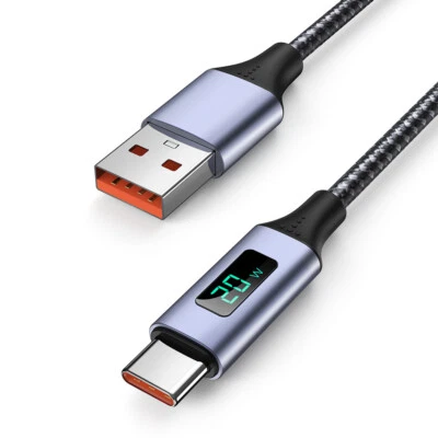 Fast Charging Cable Type C Micro USB for iPhone Data Sync Voltage Display Cables - Image 1 of 4