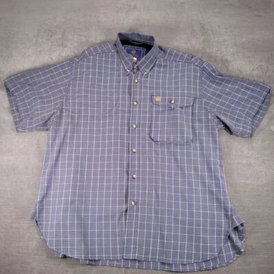 Beretta Blue Plaid Short Sleeve Button Down Shirt Casual Hunting Outdoor L - Image 1 of 4