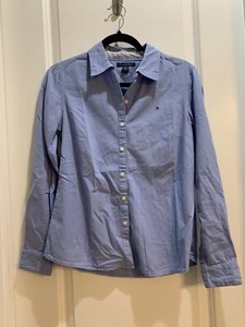 Tommy Hilfiger Light Blue Button Down Shirt Logo Small Pet Armpit To Armpit 19” - Picture 1 of 5