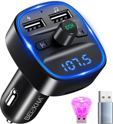 Bluetooth 5.3 FM Transmitter KFZ Bluetooth Adapter Auto Radio 2 USB Anschlüsse - Bild 1 von 4