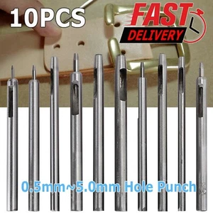 10pcs Heavy Duty Leather Hollow Hole Punch Set DIY Craft Hand Tools 0.5-5mm NEW - Picture 1 of 7