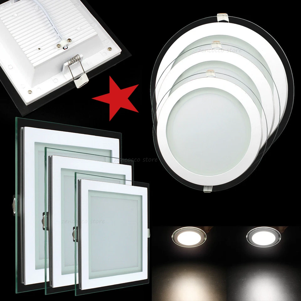 FARETTO LED PANNELLO CORNICE VETRO INCASSO MOLLA 6W 12W 18W 22W 28W TONDO QUADRO - Immagine 1 di 4