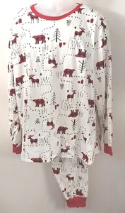 PJs Children's Place XXL ADULT Plaid Winter Forest CHRISTMAS SET Moose Bear NWT - Picture 1 of 8