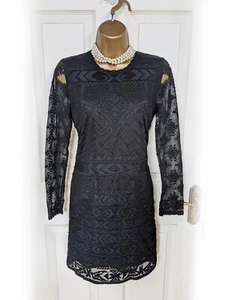 ISABEL MARANT X H&M Black Embroidered Lace Bodycon Evening Dress, Size 8 - VGC - Picture 1 of 10