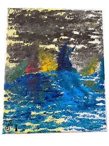 Handmade new Oil acrylic painting SIGNED FT art 8 X 10 "Abstract Craft" Ftart5 - Picture 1 of 1