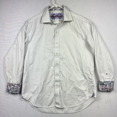Robert Graham Men’s Large White Sheer Jacquard Shirt Paisley Flip Cuff Button Up - Image 1 of 4