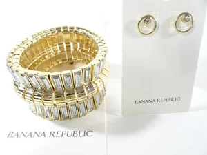 Banana Republic Baguette Gold Kristall Armband Neu mit Etikett 79 Kreis Pave Ohrringe Neu mit Etikett - Bild 1 von 8