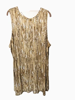 Camiseta sin mangas con logotipo Lori Goldstein túnica cuello redondo dobladillo alto talla 1X Foto 1 de 4