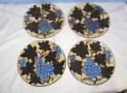 4 Italy Majolica Soft Paste Pottery Plates Albisola Capo Grapes Leaves Blue Gree