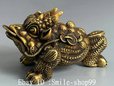 Estátua moeda dinheiro cuspidor sapo dourado sortudo ouro bronze puro porcelana antiga 2,7" - Imagem 1 de 4