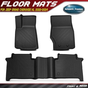 3Pcs Front & Rear Black Floor Mats Liners for Jeep Grand Cherokee WL 2022-2024 - Imagen 1 de 10