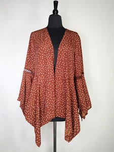 Blu Pepper Size M Medium Brown Polka Dot Handkerchief Hem Open Cardigan Top NWT - Picture 1 of 7