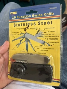 Multi Purpose 16 Function Swiss Pocket Tool Knife Vintage Stainless Steel - Picture 1 of 2