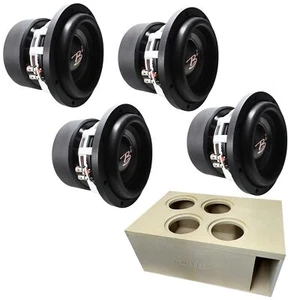 Four RAMPAGE 8" DVC 1000W RMS Subwoofer w/ TruSpec Vented Quad 8" Enclosure - Picture 1 of 8