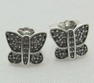 Nuevo Auténtico Pandora Mariposas Brillantes Circonita cúbica Pendientes 290571CZ 	 Foto 1 de 3