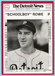 1981 Detroit News Boys Of Summer 100th Anniv. #93 Schoolboy Rowe TIGERS NMMT - Picture 1 of 2