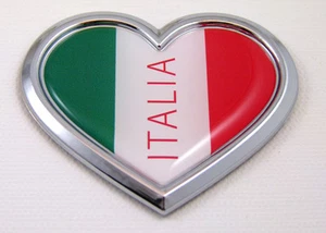 Italia HEART Flag Chrome Emblem Car Decal 3D Sticker Badge Bumper Italian Italy - Foto 1 di 1