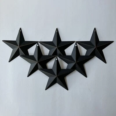Set/6 Metal Black Barn Star Stars 3.5" Primitive Farmhouse Craft Supply - Image 1 of 4