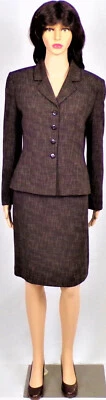 Traje de 2 piezas de tweed marrón (en su mayoría) talla 8P poliéster/rayón solo limpieza en seco Foto 1 de 4