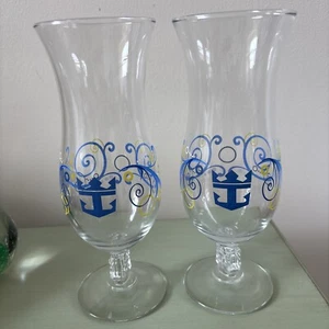 Pair of Royal Caribbean Cruise Line Souvenir Hurricane Glasses - Picture 1 of 8