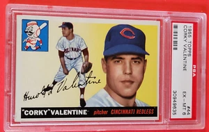 Tarjeta de novato Topps 1955 Corky Valentine graduada PSA 6 como nueva Cincinnati Redlegs - Imagen 1 de 2