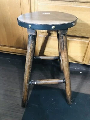 Large Rustic Solid Wooden Stool Round Side Table Bedside Table 24” tall - Image 1 of 4