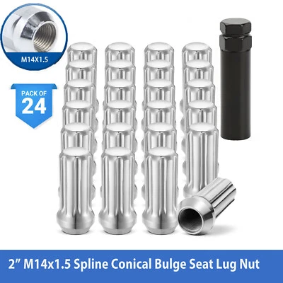 14x1.5 Chrome 7 Spline Lug Nuts 2" 24pc Fits 2017-2021 Cadillac XT5 Foto 1 de 4