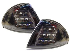 For BMW 3 Series E46 Saloon Touring 1998-01 Black Smoked LED Front Indicators - Picture 1 of 2