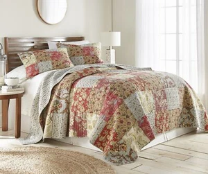 Leslie Floral Pre-Washed Bedspread Coverlet Patchwork Cotton Quilt - Picture 1 of 6