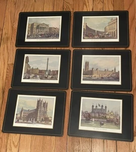 6 PAST TIMES Scenes Oxford England Acrylic Finish Cork-Backed Placemats in Box - Picture 1 of 10