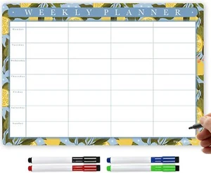 Magnetic Weekly Planner with Dry Wipe Pens and Eraser, Dry Erase Fridge Calendar - Picture 1 of 66