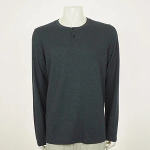 Travis Mathew Thermal Henley Tee Shirt Mens Large Dark Gray Waffle Knit Stretch - Picture 1 of 3