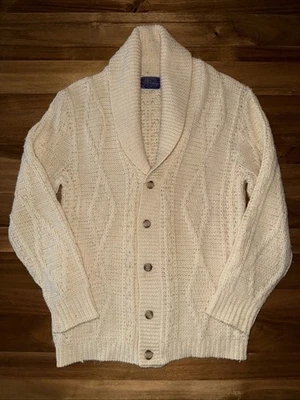Vintage Pendleton Chunky Knit Heavyweight Wool Cardigan Sweater Shawl Collar L - Image 1 of 4