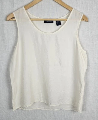 Camiseta sin mangas 100 % seda The Limited para mujer marfil dinero antiguo grapa de lujo Foto 1 de 4