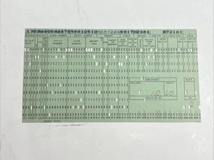 Vintage grüne Mainframe Lochkarte - Quittung - Bild 1 von 2