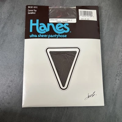 Винтажные 1987 Hanes Ultra Sheer Колготки Городские Серо-коричневые Sandalfoot Стиль 710 Размер C - Изображение 1 из 4