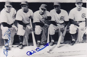 Phil Cavarretta Bob Talbot Dual Signed 4x6 Photo w/ Ernie Banks Autograph Cubs - Picture 1 of 1