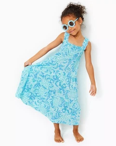 Lilly Pulitzer Girls Mini Hadly Maxi Dress Smocked Printed L 8-10 Years 280890 - Picture 1 of 7
