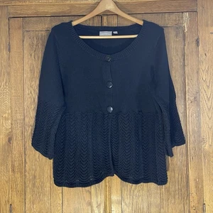 Croft & Barrow W Cárdigan Suéter 1X Volantes Dobladillo Manga Campana 3/4 Algodón  - Imagen 1 de 12