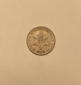 1851-O 3 Cent Silver Pieces 3CS AU About Uncirculated - Picture 1 of 4