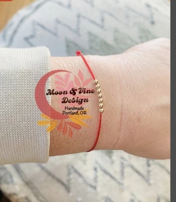 Brazalete de Cabalá de 12 cuentas rojas de oro macizo de 14K ¡Suerte! ¡Hecho a mano! ¡Etiquetas nuevas con etiquetas!  Foto 1 de 4