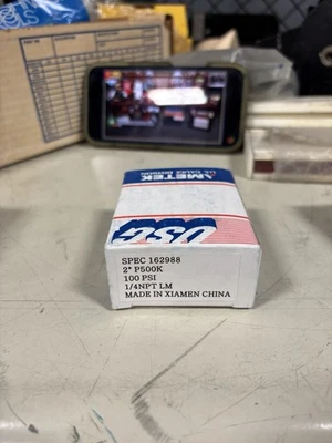 NEW Ametek USG 162988 2" P500K Pressure Gauge 100psi 0-100 pis .25" 1/4NPT - Image 1 of 2