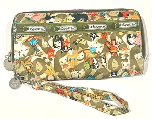 LeSportsac Ciao Olive Camo Tokidoki Playground Rainbow Zip Around Wristlet *READ - Picture 1 of 15
